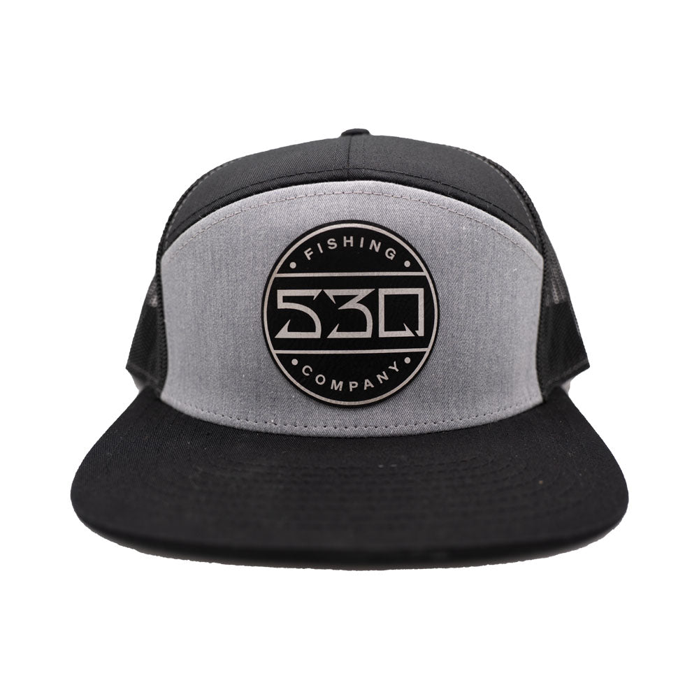 Heather Grey 7 Panel Flat Bill Hat